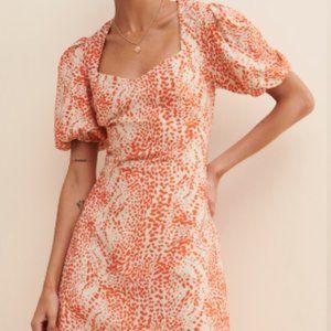 Puff Sleeve Printed Mini Dress